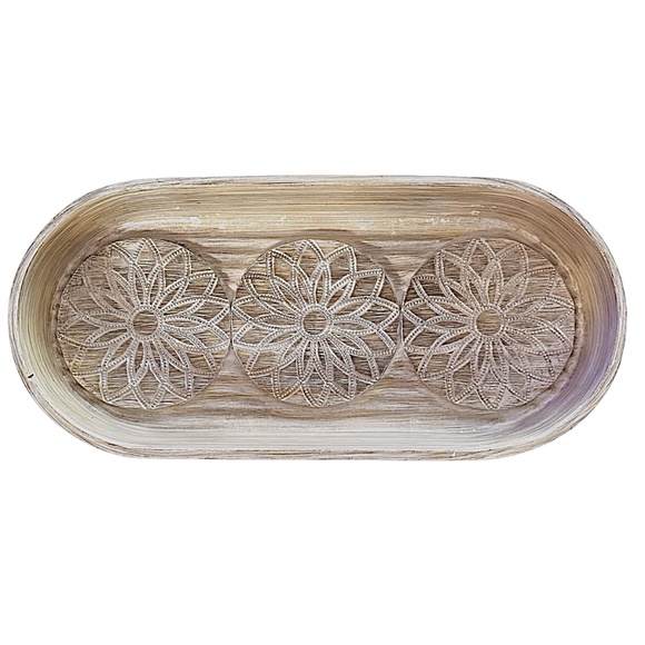 BINO Ceramic Decorative Tray 12”x 5.5” Vanity Floral Design - Picture 2 of 5